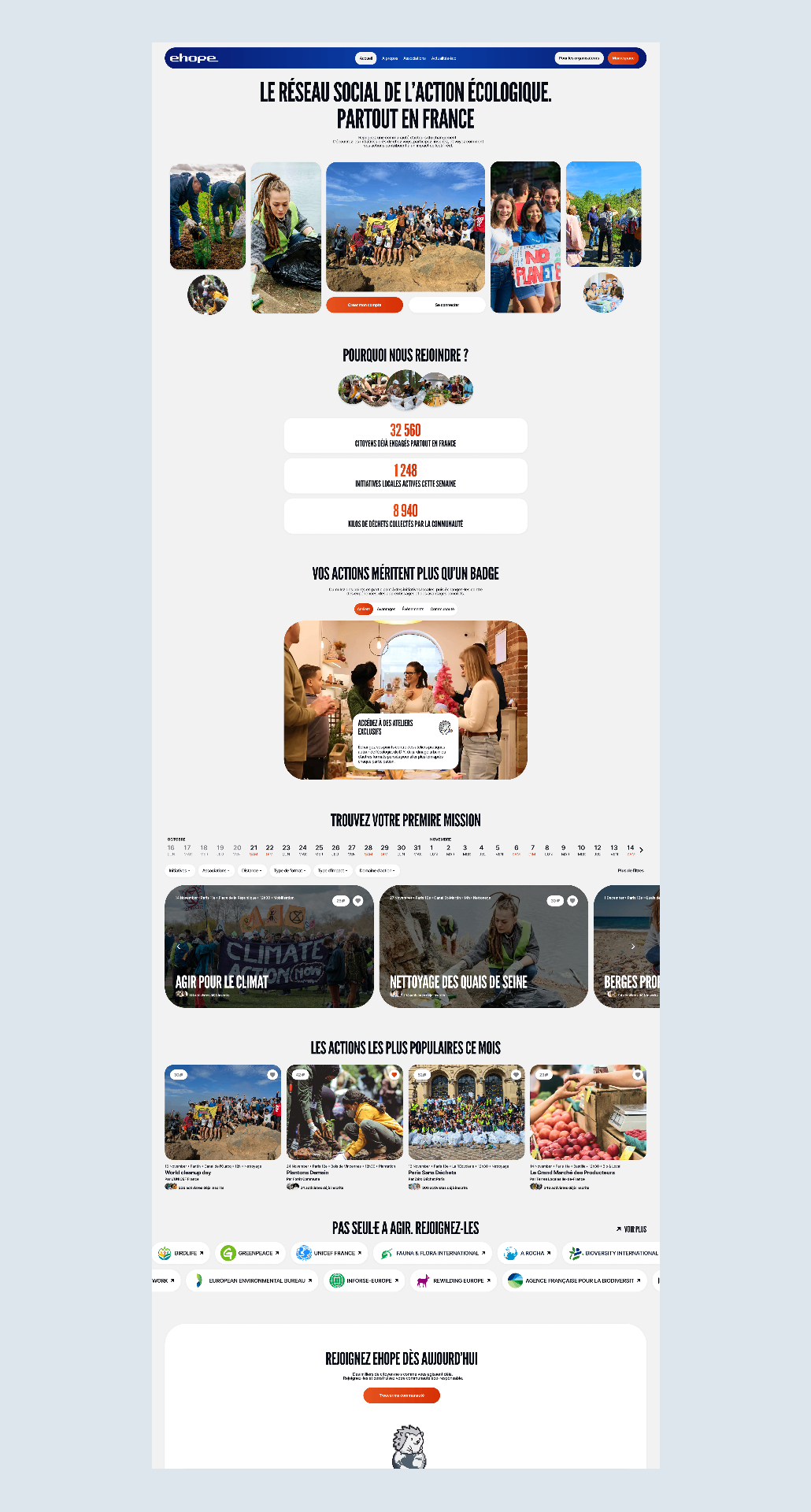Logged-out home — a conversion funnel.